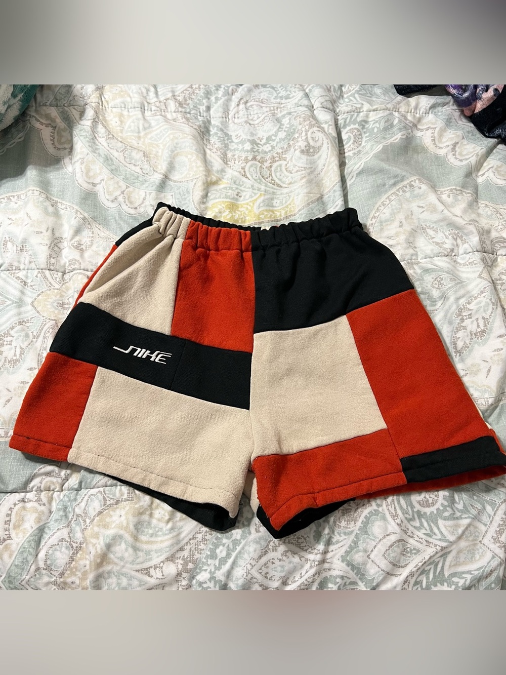 Nike patchwork Shorts in Red, Black & Cream